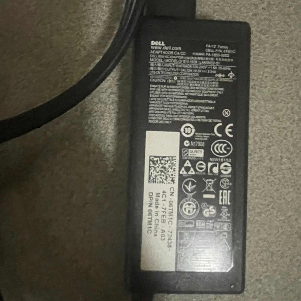 Dell 65W AC Adapter Laptop Charger PA-12 Family 19.5V 3.34A LA65NS2-01 06TM1C